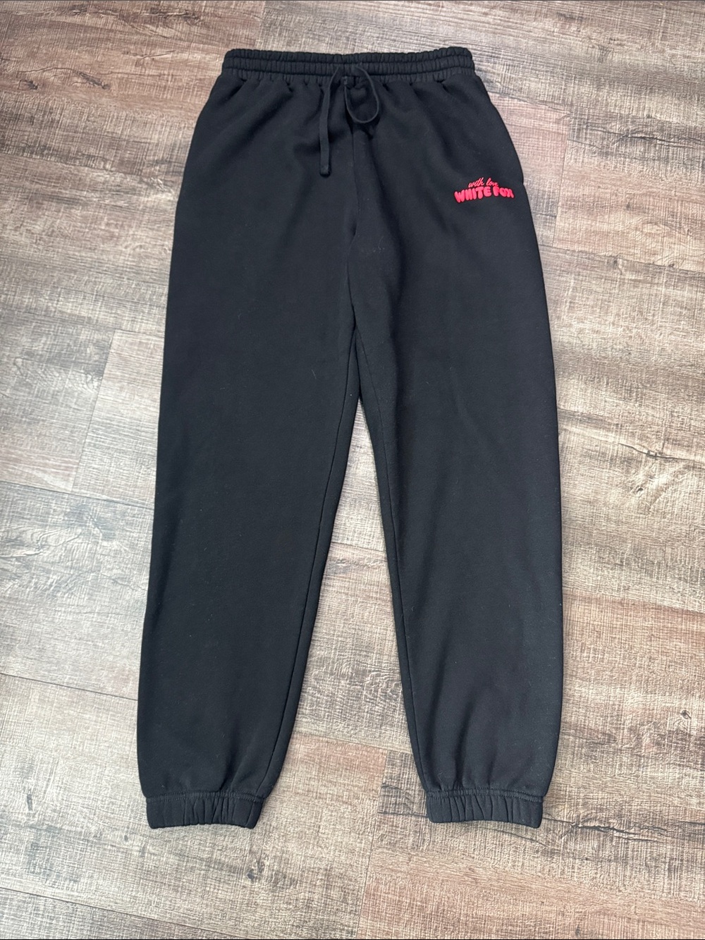 White Fox Boutique men Black Sweatpants with red Logo